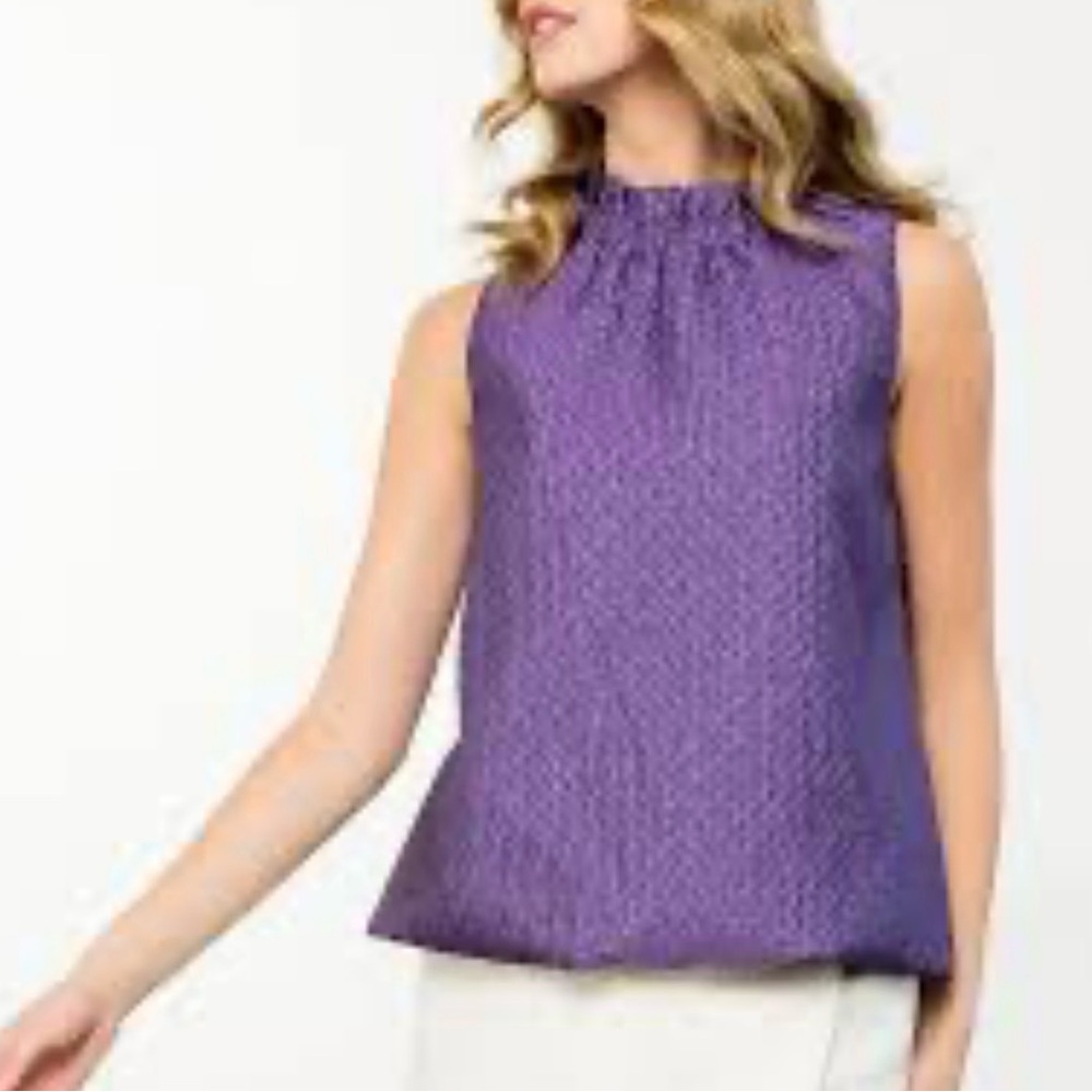 THML Textured Purple Sleeveless Blouse